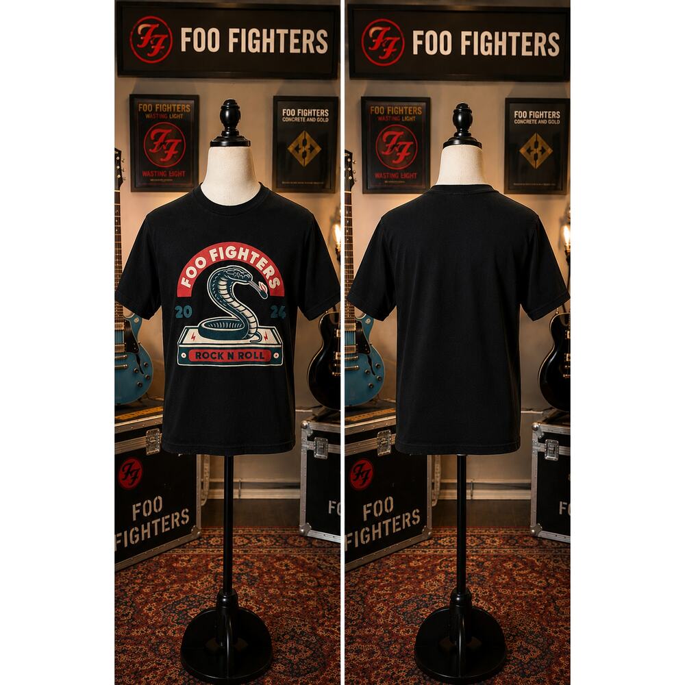 Foo Fighters Rock N Roll Snake Graphic Tee Band Shirt Black Medium